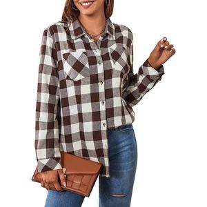 SAMERM Flannel Shirt Oversized Long Sleeve Button Down